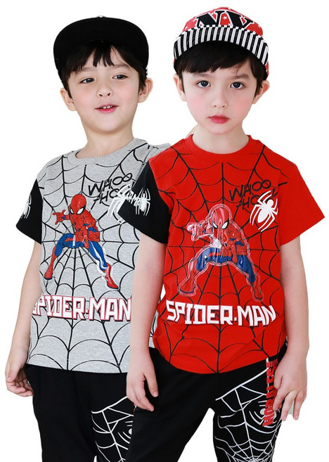 반팔 마블정품 스파이더맨 불빛 상하복 바지 세트 히어로