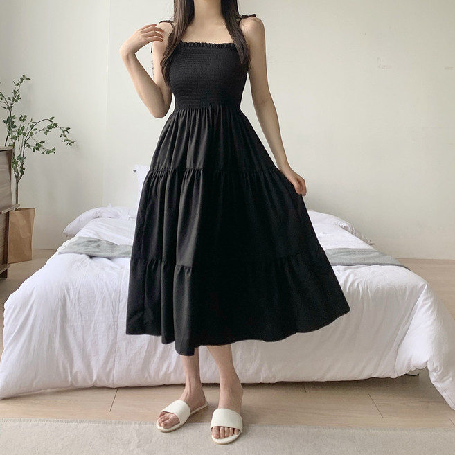 시온 여성 바캉스 스모크 롱원피스