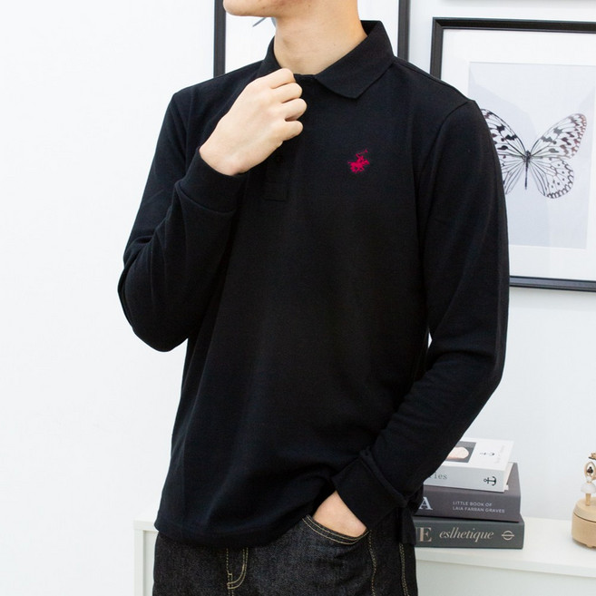 비버리힐즈 폴로클럽 클래식 긴팔 카라 티셔츠 남자 여자 커플 PK BP-1016