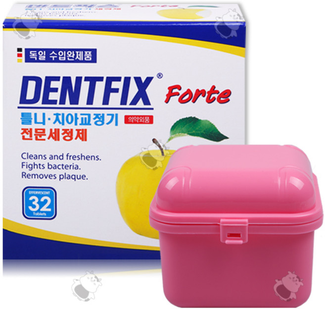 덴트픽스 틀니세정제1개+세정컵 핑크 1개, 1개