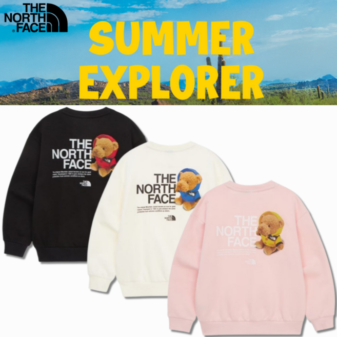 매장정품 노스페이스 키즈 맨투맨 그래픽 로고 라운드 긴팔 남아 여아 공용 스웨트 셔츠
