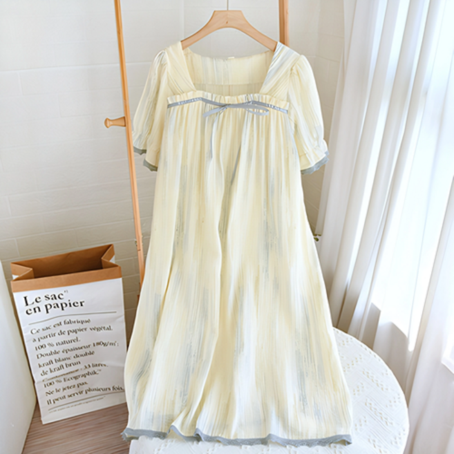 #1012 이중거즈면 원피스잠옷 홈웨어 세트 여성잠옷