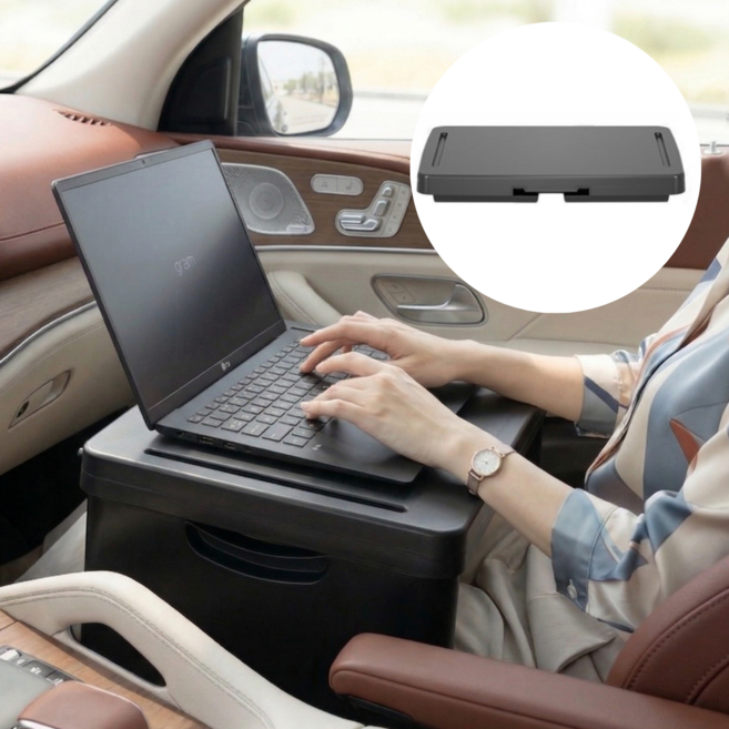 홈온리 접이식 차량용 테이블 수납가능, 블랙, 1개