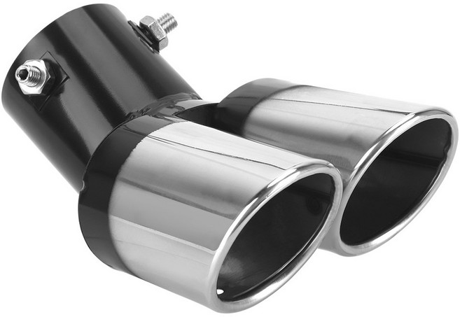 자동차 스타일링 배기 크롬 곡선 스틸 테일 이중 머플러 테일 범용 파이프 배출구 트림 스테인레스 장식 파이프, 1개