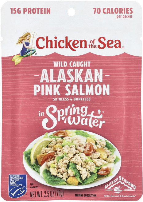 Chicken of the Sea 다양한 요리용 신선한 재료 풍부한 영양 자연산 알래스카산 핑크 연어 70g 3개