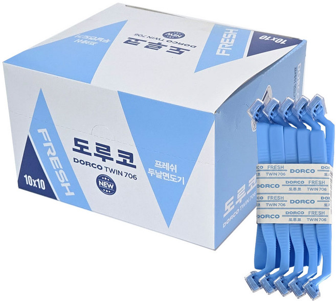 도루코 프레쉬 두날 일회용면도기 날면도기, 100개입, 1박스