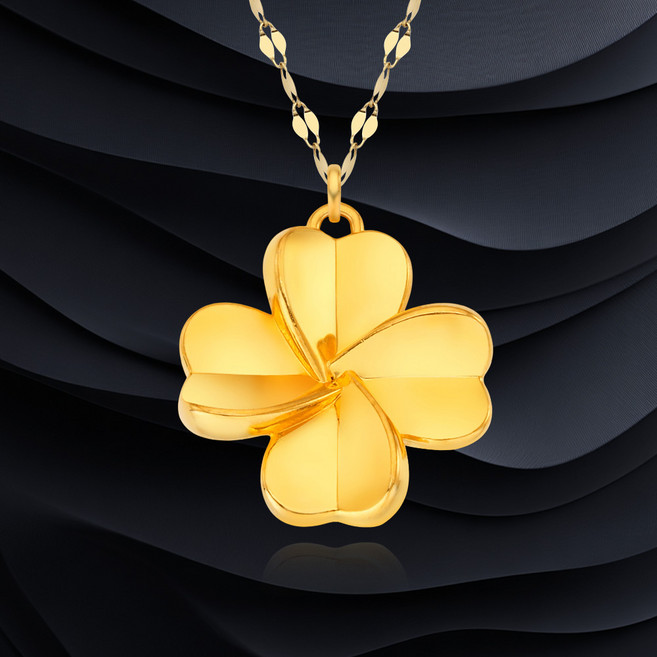 에바주얼리 행운 소원 네잎크로버 여성 금 목걸이 선물 24k 순금 펜던트 14k 18k 목걸이