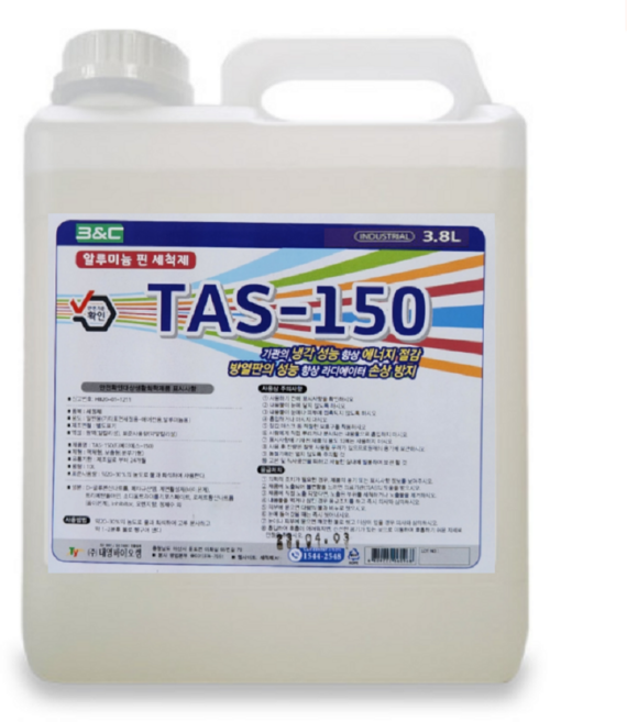 TAS-150 3.8L 에어컨 핀 세척제 알루미늄 라디에이터 세정제 에어컨 청소 태영바이오켐, 1개