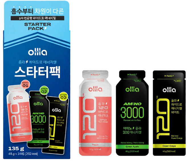 올라 120 파워젤 에너지젤 러닝 마라톤 자전거 스타터팩 스포츠 식품, 1박스, 135g