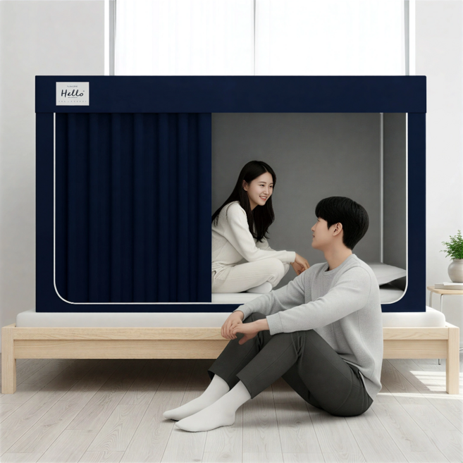 SINEET 암막텐트 기숙사 싱글침대 난방텐트 모기장, 블루