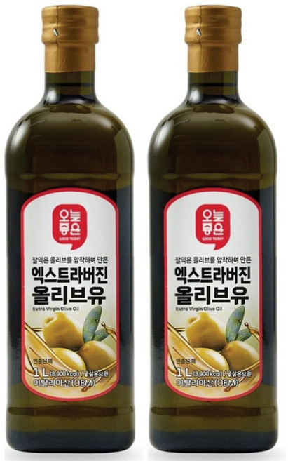 오늘좋은 엑스트라 버진 올리브유, 2개, 1L