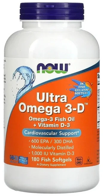 나우푸드 울트라 오메가 3 500 EPA & 250 DHA 1000mg 피쉬 소프트젤, 2개, 180정 - 쿠팡