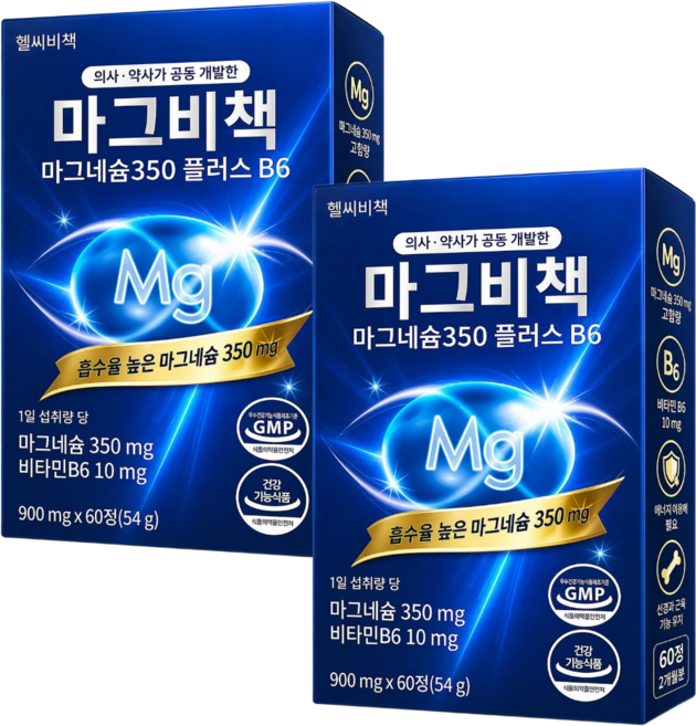 글루콘산 유기산 마그네슘 영양제 350mg 마그비책, 2개, 60정