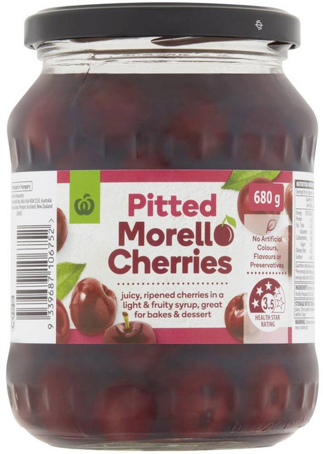 호주 울월스 Woolworths Morello Cherries 씨를 뺀 모렐로 체리 통조림, 1개, 680g