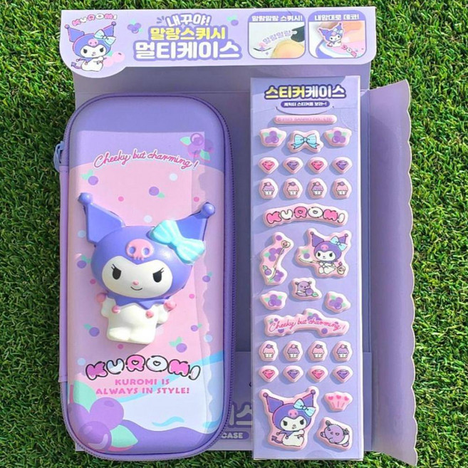 산리오 스퀴시 말랑 필통 대용량 어린이 초등학교 파우치, 1개, 쿠로미