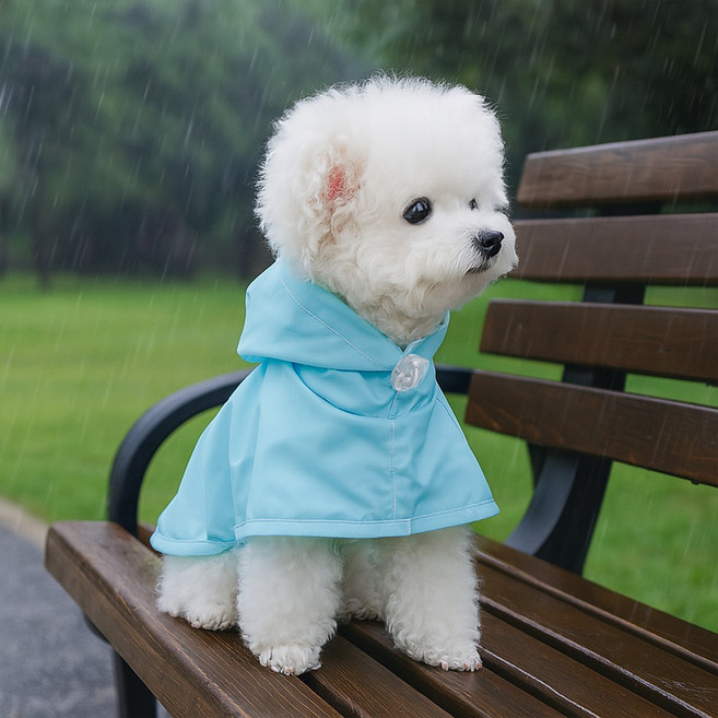 BLACK K7 강아지옷 소형견 중형견 후디 방수 망토 강아지우비 레인코트 비옷, 블루, 1개