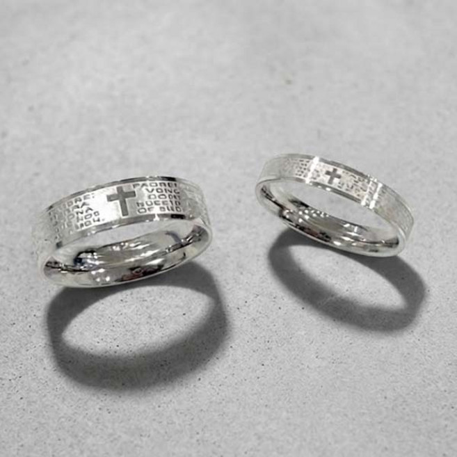 R0547w 써지컬 십자가 교회 스페인어 주기도문 슬림 반지 커플링