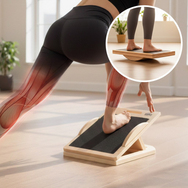 하이브핏 우드 밸런스 스트레칭 보드, 베이지