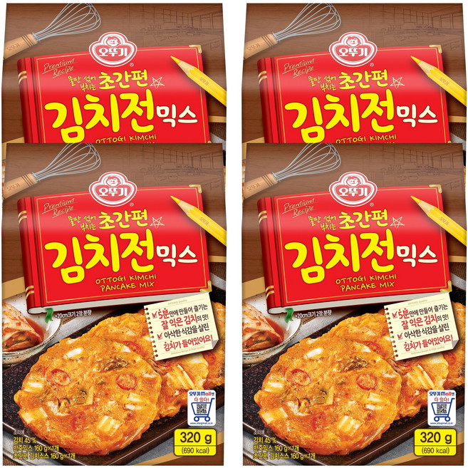 오뚜기 초간편 김치전 믹스, 320g, 4개