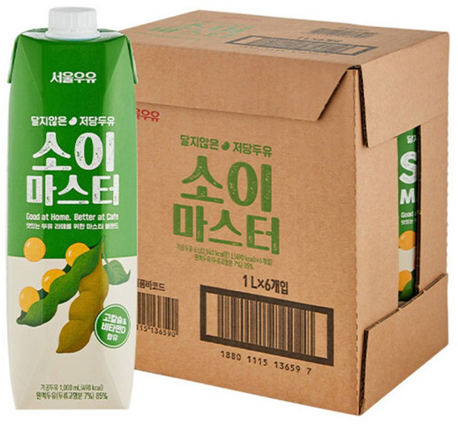 서울우유 소이마스터 두유, 6개, 1L