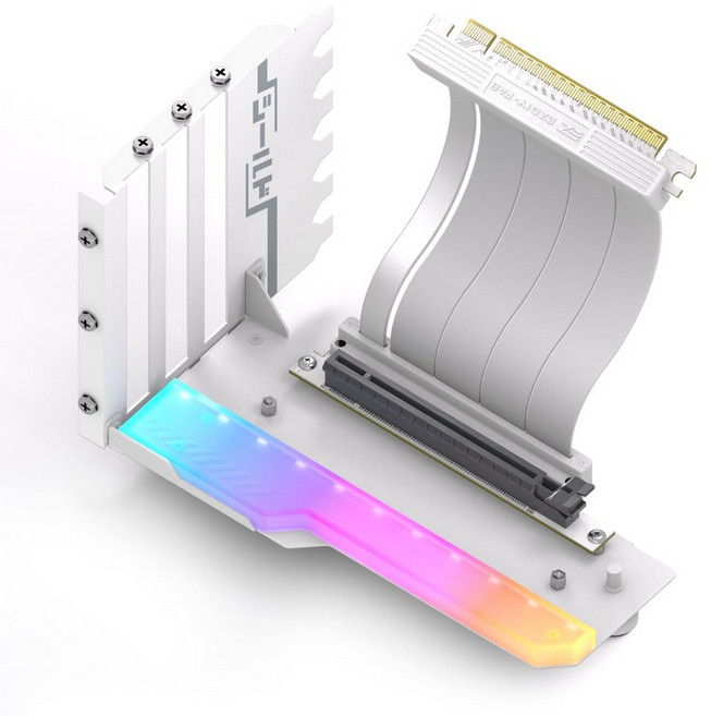 EZDIYFAB 고속 PCIE 4.0 라이저 케이블이 있는 수직 GPU 마운트 쉴드 시리즈 115mm/4.52인치 유연한 연장 90도 커넥터 히 열린 PCIe 슬롯에만 호환화이, 화이트, 2) 화이트