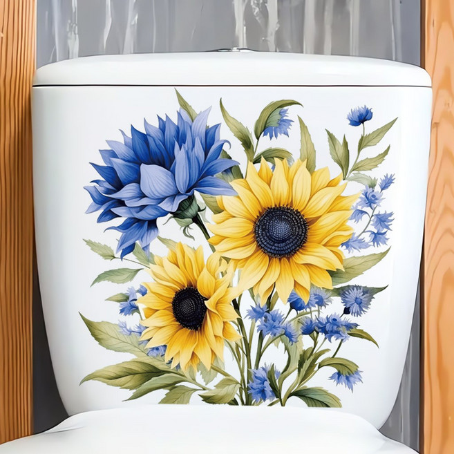 태쓰 화장실 변기 인테리어 데코 스티커, 해바라기