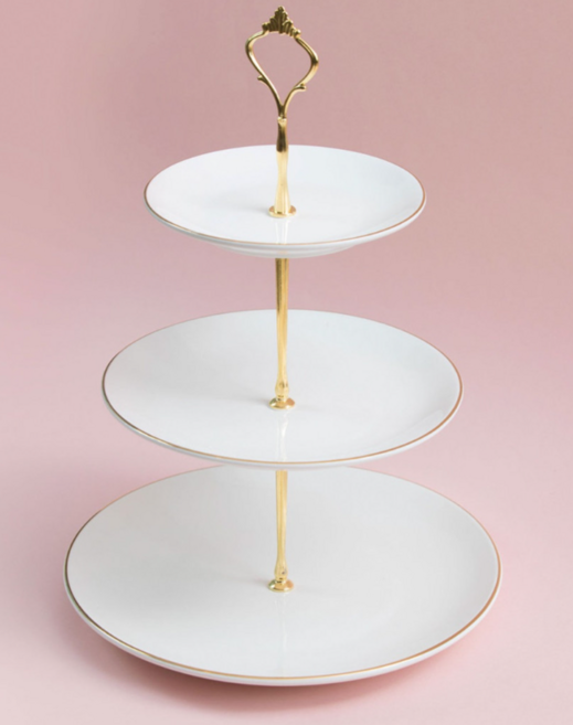 루이앤탑펠 북유럽풍 디자인 3단 케이크 디저트 트레이, 골드라인, 1개