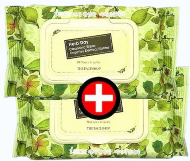 1+1 더페이스샵 허브데이 클렌징 티슈70매, 2개