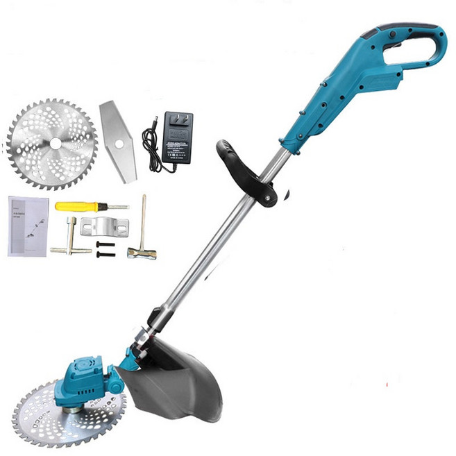 鋰電電動 (18V) 牧田款 小型家用除草機, 1個, 無刷低價款 藍 割草機21V 9AH單電