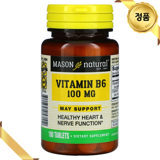 메이슨내츄럴 비타민 B6 100mg 100 정, 상품, 100정, 1개 - 쿠팡