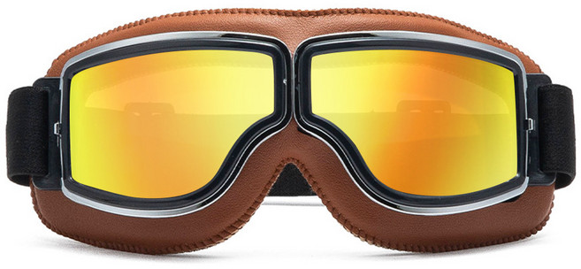 클래식 빈티지 바이크 용접 고글 방풍 안경, 미러골드