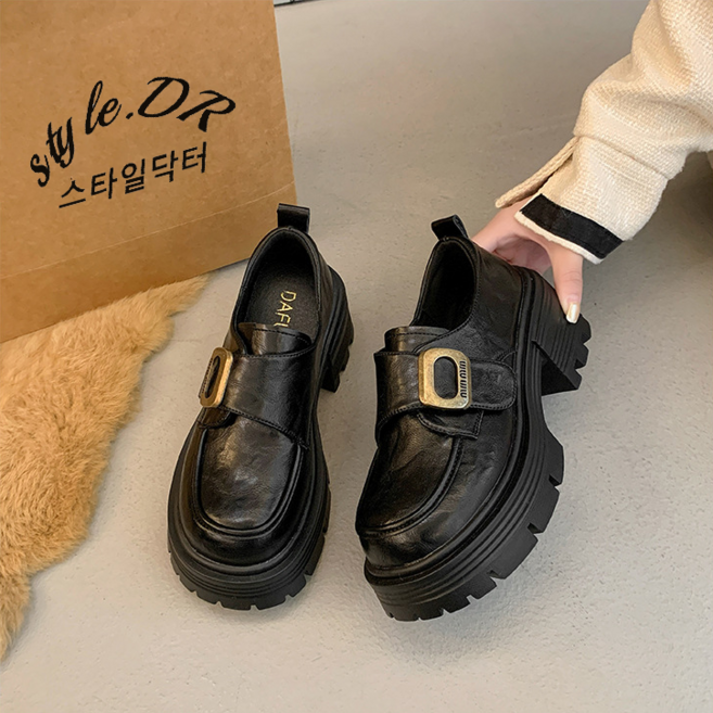 스타일닥터 로퍼 구두 통굽 여성화키높이 로퍼 빈티지 하이 퀄리티 클래식한 버클 디자인
