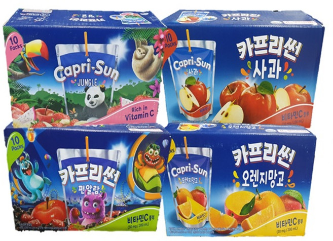 카프리썬 4가지맛 정글+펀알람+오렌지망고+사고 200ml, 1세트