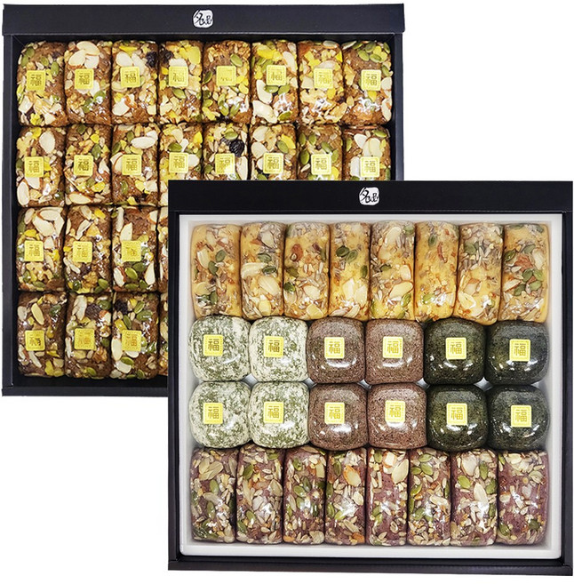 조현제떡연구소 약식 프리미엄 선물세트 2단 중 아침식사대용 건강식 약식맛집 가성비굿 선물로좋은 영양밥 하루견과류 소금설탕조절맟춤, 5.8kg, 60개, 저염 저당, 약식+궁중{프리미엄포장}선물2단세트