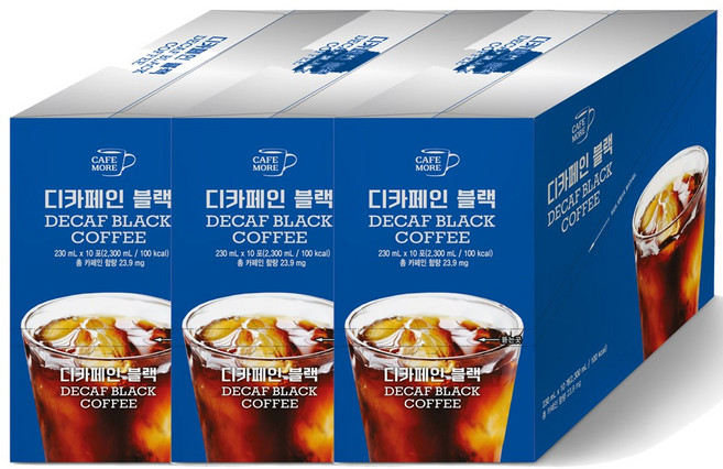 [카페모어] 디카페인 블랙 (230ml 30개입) 몸에도 좋은 건강한 커피, 2.3L, 3개