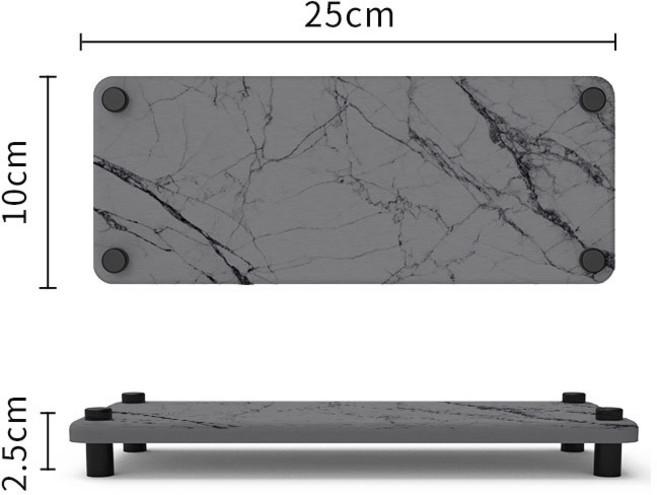 휘잇 대리석패턴 호텔식 규조토 건조 트레이 욕실 받침대, 그레이 M, 1개