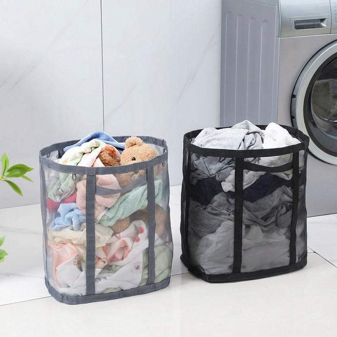 셀클릭 접을 수 있고 통기가 잘 되는 빨래바구니, 블랙, 1개