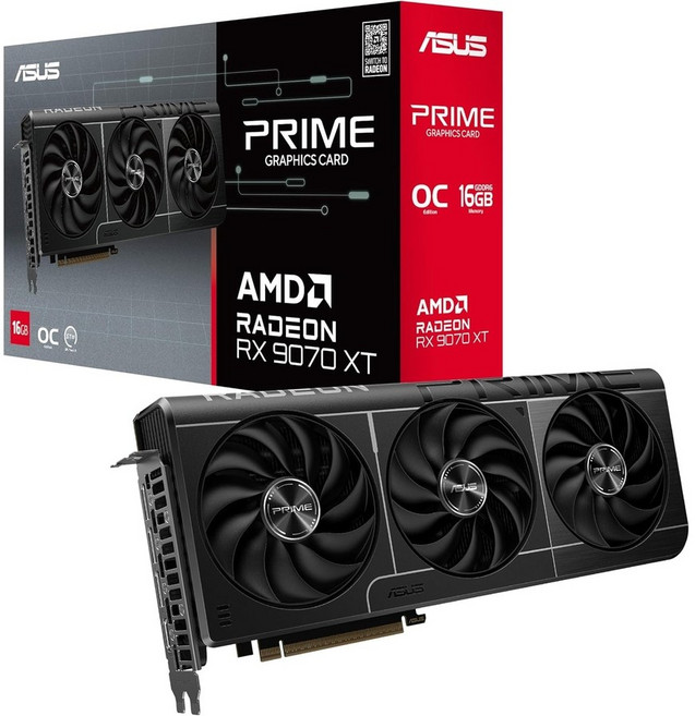 아수스 프라임 라데온 RX 9070 XT OC 그래픽카드 AMD PCIe 5.0 관부가세포함, RX9070XTOC 블랙