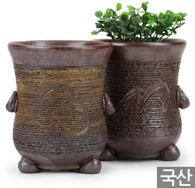 세인화분 국산 긴분 옹기 화분 - 다육화분 다육이화분, 2개, 초롱이