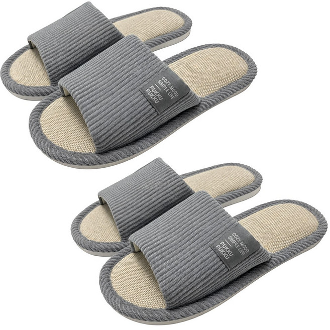 푸꾸푸꾸 린넨 슬리퍼 층간소음 실내화 쿠션 미끄럼방지 거실화 사무실 커플