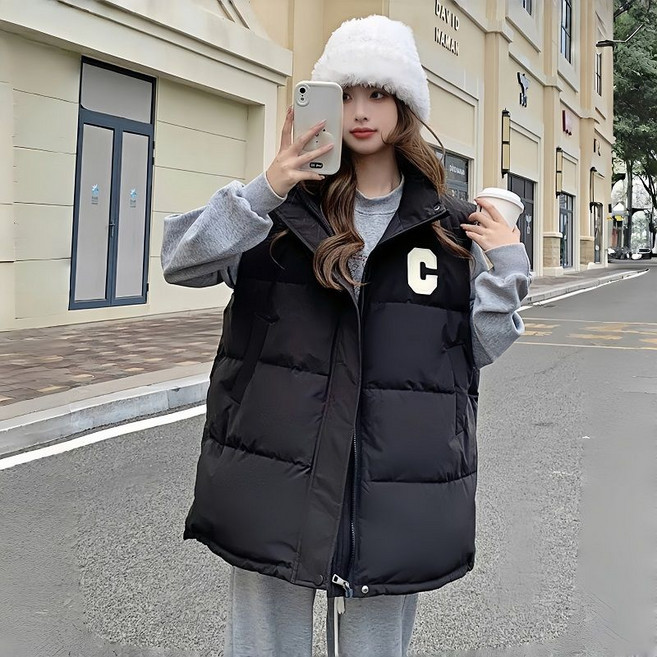 Skyciky 여성 빅사이즈 패딩조끼 겨울 보온 캐주얼 데일리 패션 조끼 MF1437