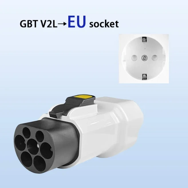 EVqiaoyi GB/T V2l 방전 어댑터 ZEEKR BYD Li Auto EV GBT 차량용 16A 220V EU 소켓 연결, 01 GBT  car V2L, 01 to EU socket