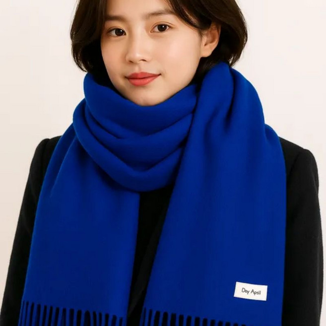 가죽자켓에 잘 어울리는 부드러운 간절기 빅머플러 캐시미어 니트머플러