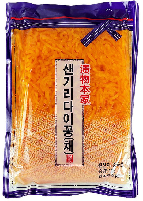 토호 샌기리다이꽁 채 단무지 1kg 무절임 꼬들 하나 센기리 다이꽁 주먹밥 알밥, 1개