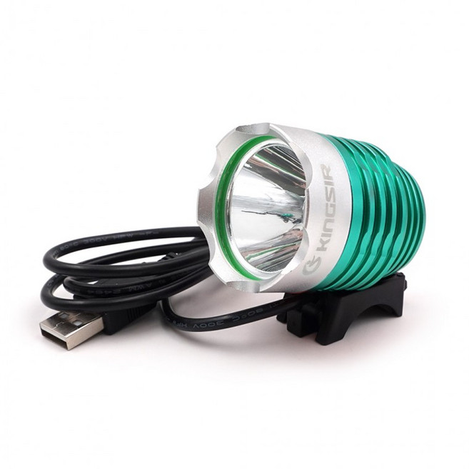 USB 자전거 후레쉬 라이트 낚시 그린 LED 전조등 조명, 1개