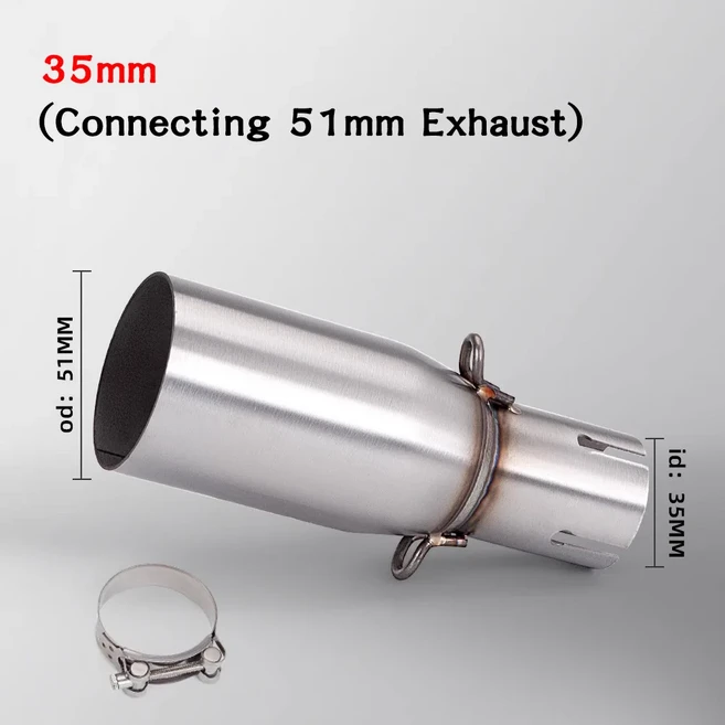 바이크 오토바이 수정 배기 파이프 중간 섹션 28 30 mm 어댑터 비파괴 설치, 04 51-35mm