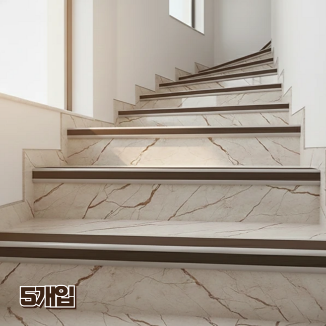 홈앤힐링 계단 모서리 보호대 ㄱ자형 미끄럼방지 패드, 코지 브라운, 5개