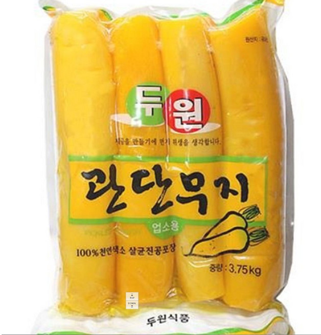 절임단무지 관단무지 3.75k 통단무지 김밥용단무지 일회용단무지 업소용김밥단무지 두원단무지 쫄깃단무지 김밥단무지, 3.75kg, 2개