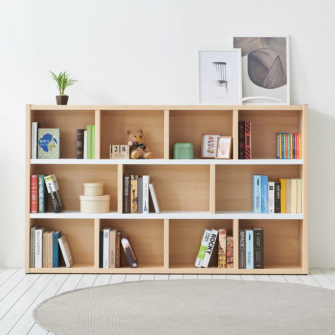 공간사이 큐브 2000 3단 오픈책장 와이드형, 메이플화이트 ce1030