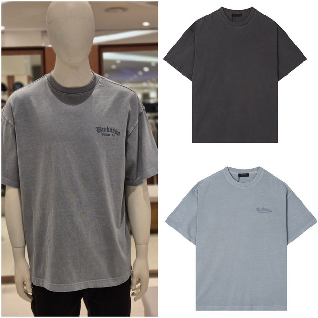 버커루 남성 10수 피그먼트 다잉 반팔 티셔츠_US